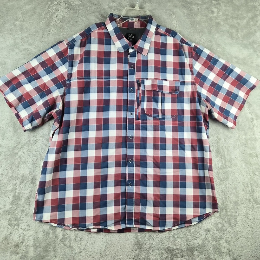 Wrangler ATG All Terrain Gear Performance Shirt Mens XXL Red Blue Short Sleeve